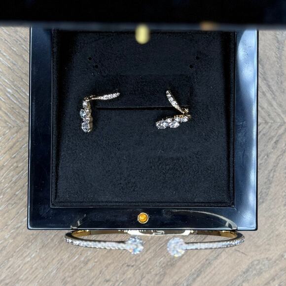 Givenchy Crystal Bracelet & Earrings Set Silver Tone | NWT - Picture 2 of 4